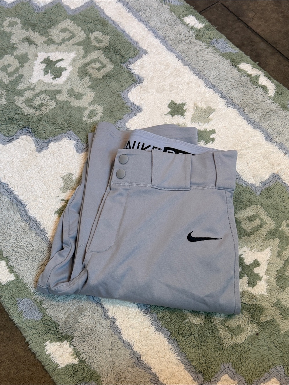Men’s Nike Light Grey Small Baseball Pants with Black Swoosh
